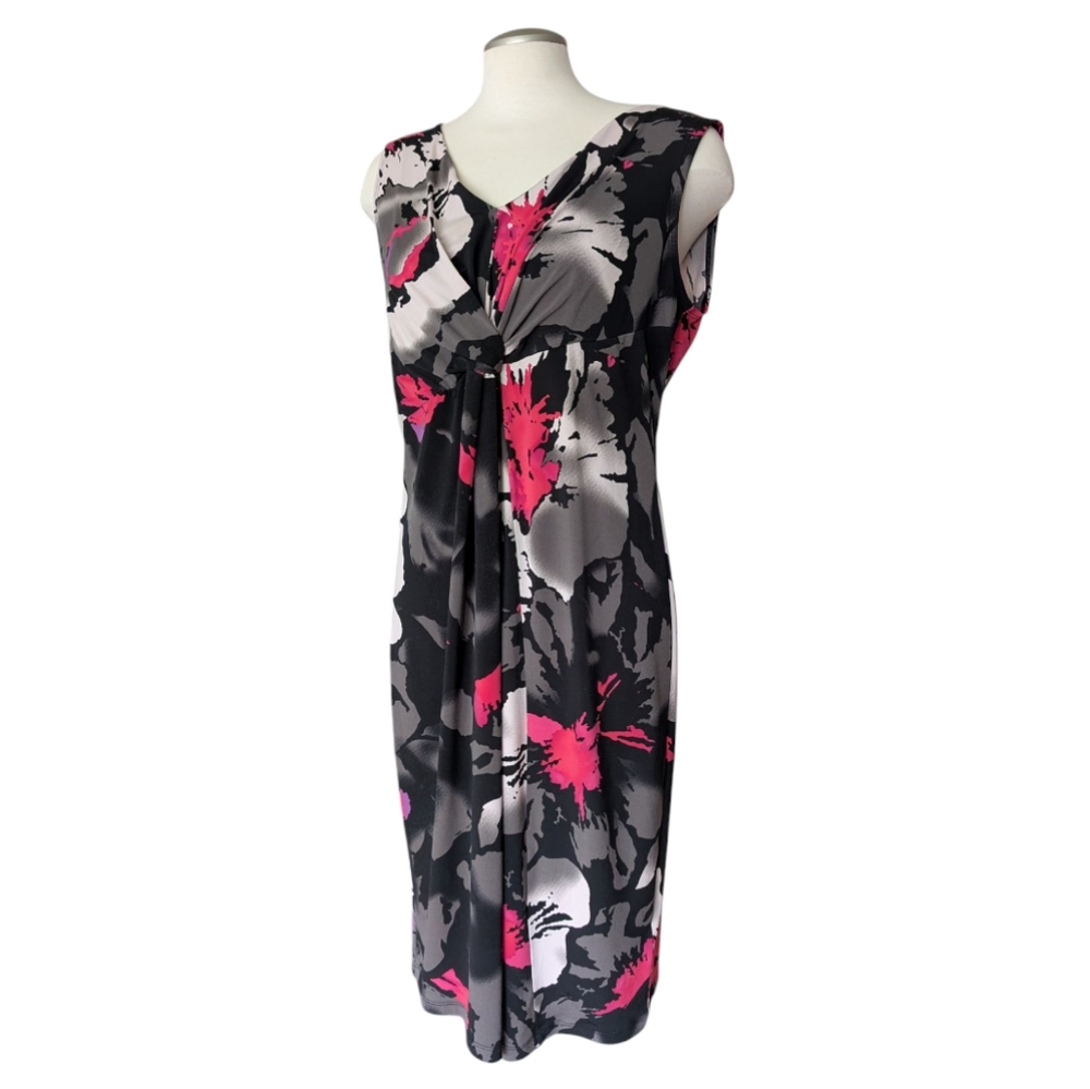 Tribal Black And Pink Floral Sleeveless Sheath Dress Size Large